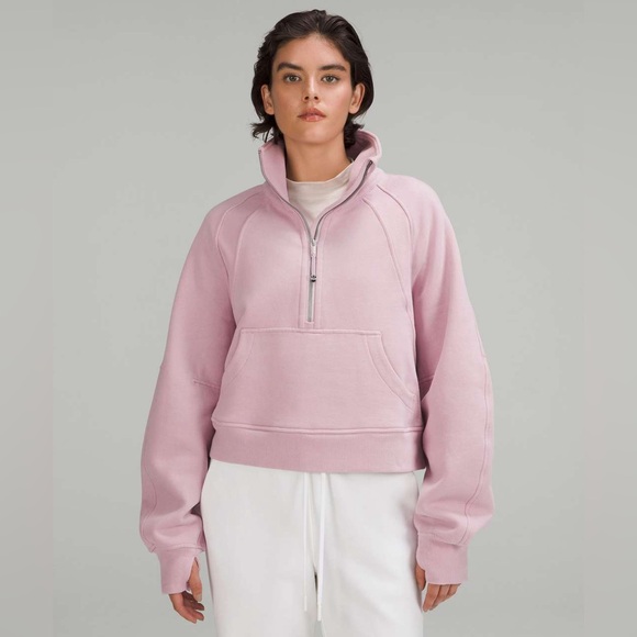 lululemon athletica Tops - Lululemon Scuba Oversized Funnel Neck Half Zip in Pink Peony Size M/L